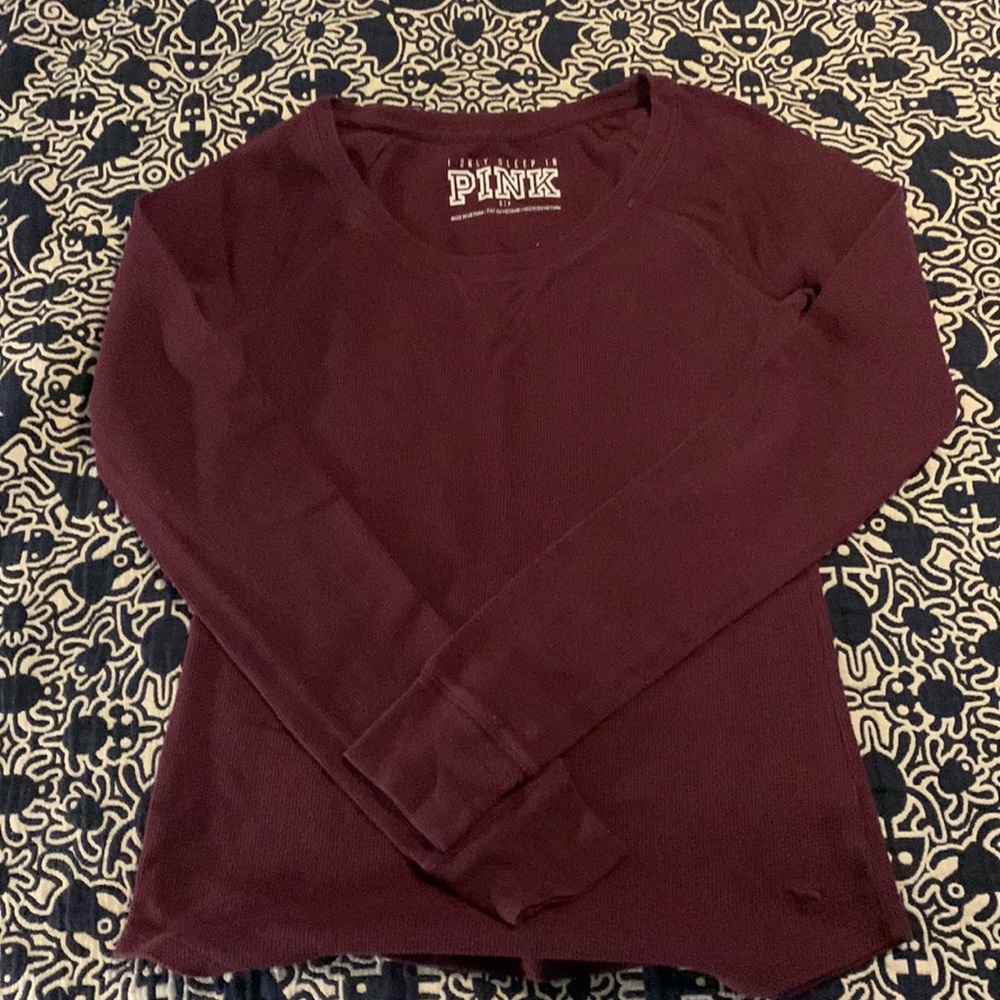 Maroon thermal PINK sleep shirt